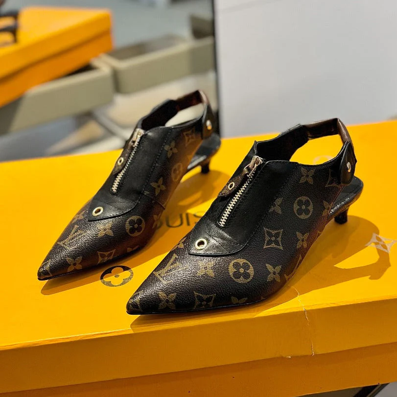 ALLURE HIGH 4.5 CM SLINGBACK IN CHOCOLATE BROWN MONOGRAM CALFSKIN