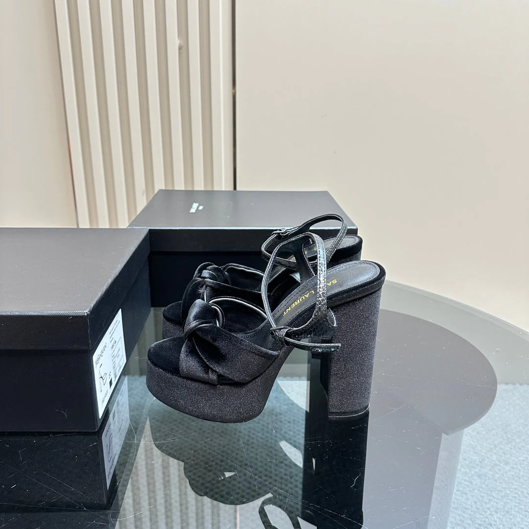 BIANCA PLATFORM SANDALS IN BLACK VELVET