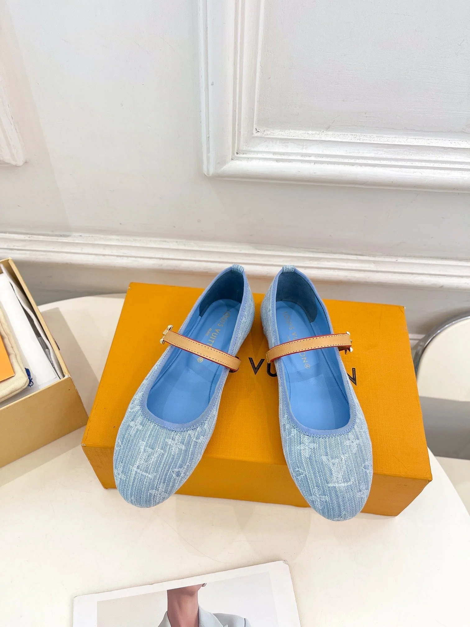 LV WOMEN ROMY FLAT BALLERINA IN LIGHT BLUE MONOGRAM DENIM