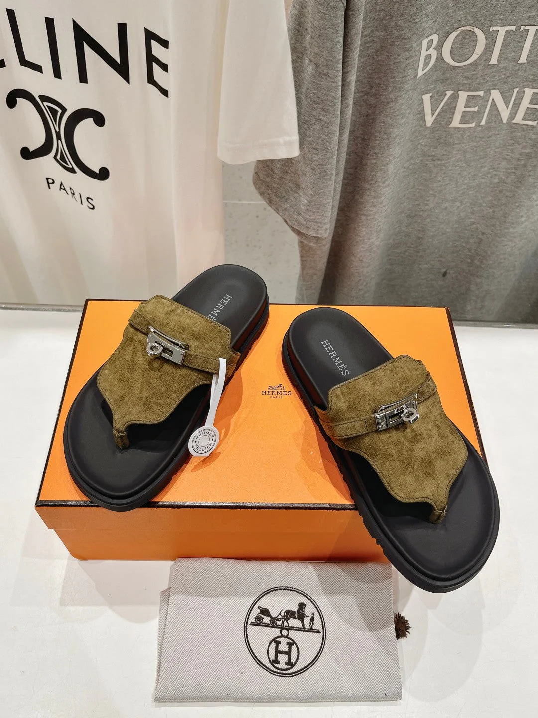 EMPIRE SANDAL BLACK MIX ARMY GREEN SUEDE