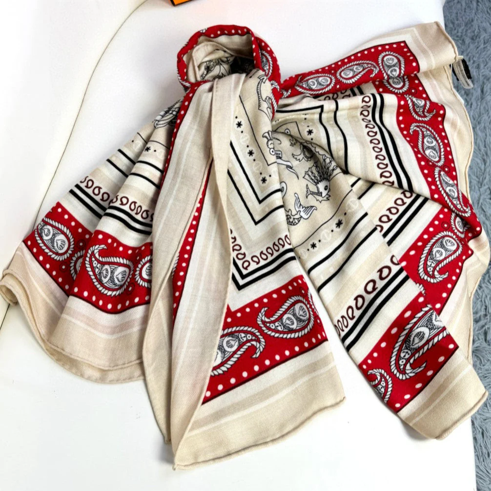 HERMES 25S SCARF 135 IN CASHMERE SILK 729039