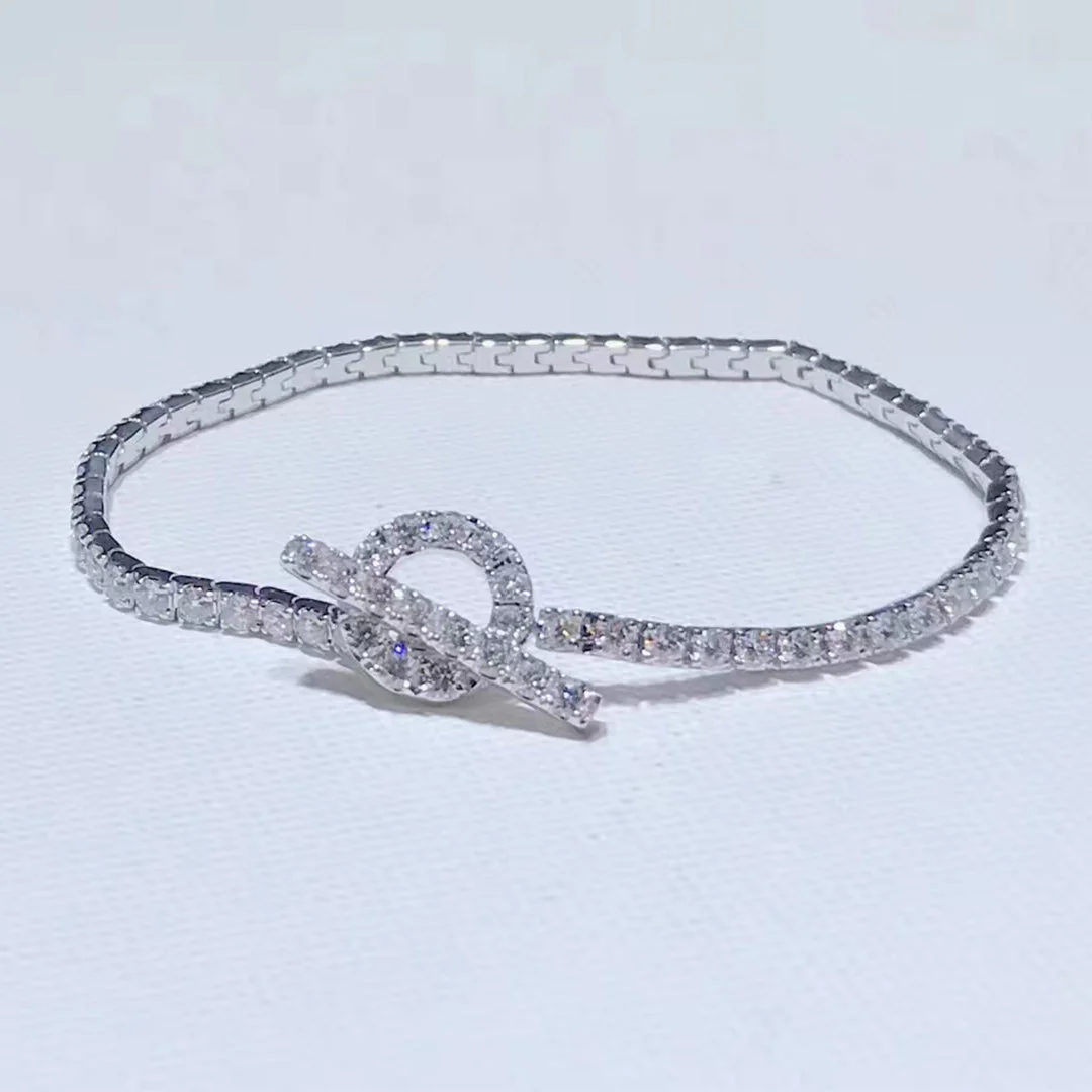 HM SILVER CHAINE D'ANCRE CLOSURE DIAMOND FINESSE BRACELET
