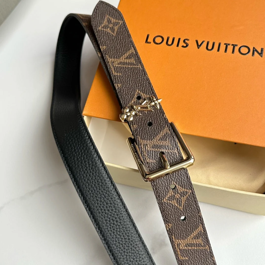 LV BLOOM 30MM BELT IN BROWN MONOGRAM CALFSKIN GOLD HARDWARE