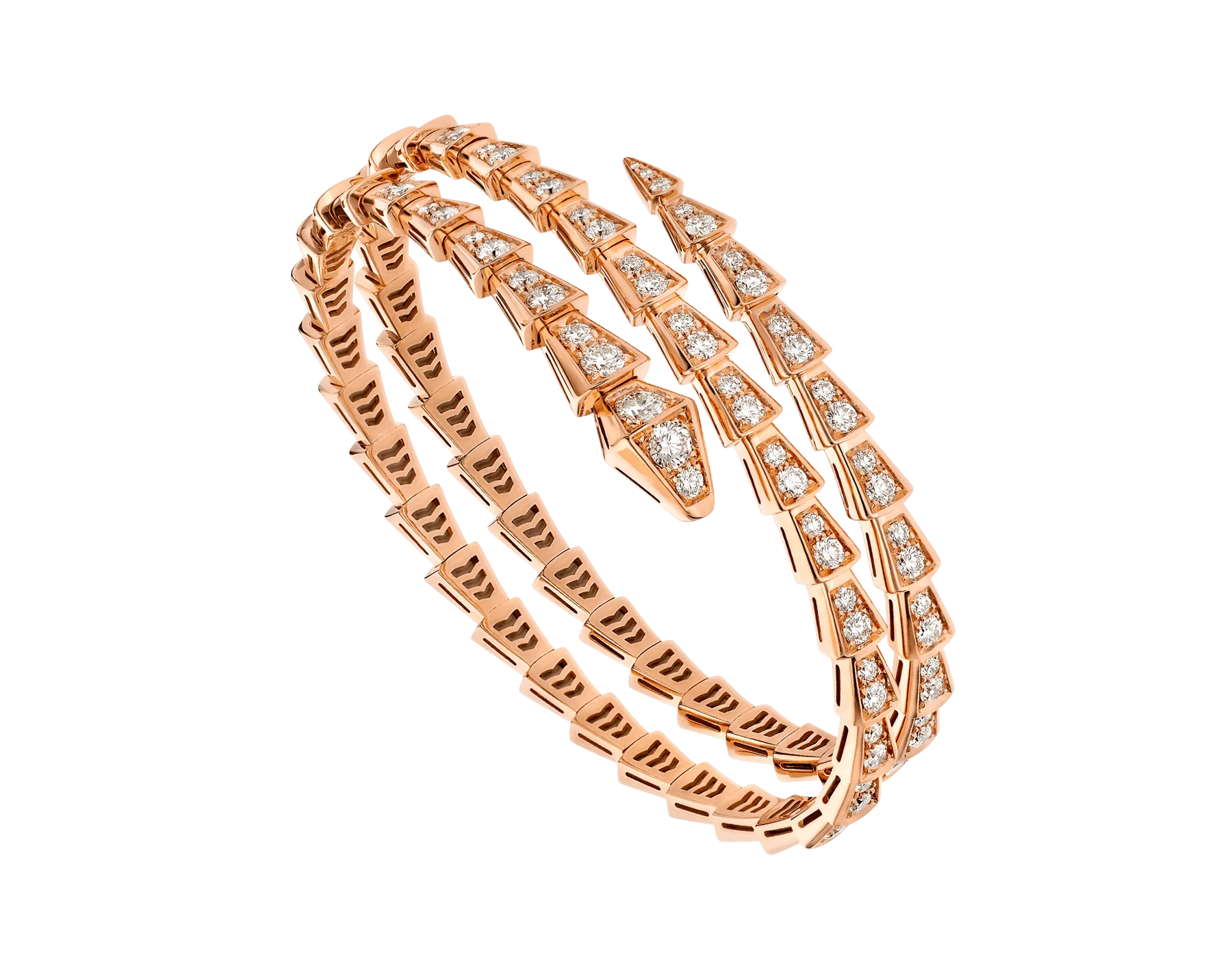 SERPENTI BRACELET PINK GOLD DIAMOND DOUBLE ROW