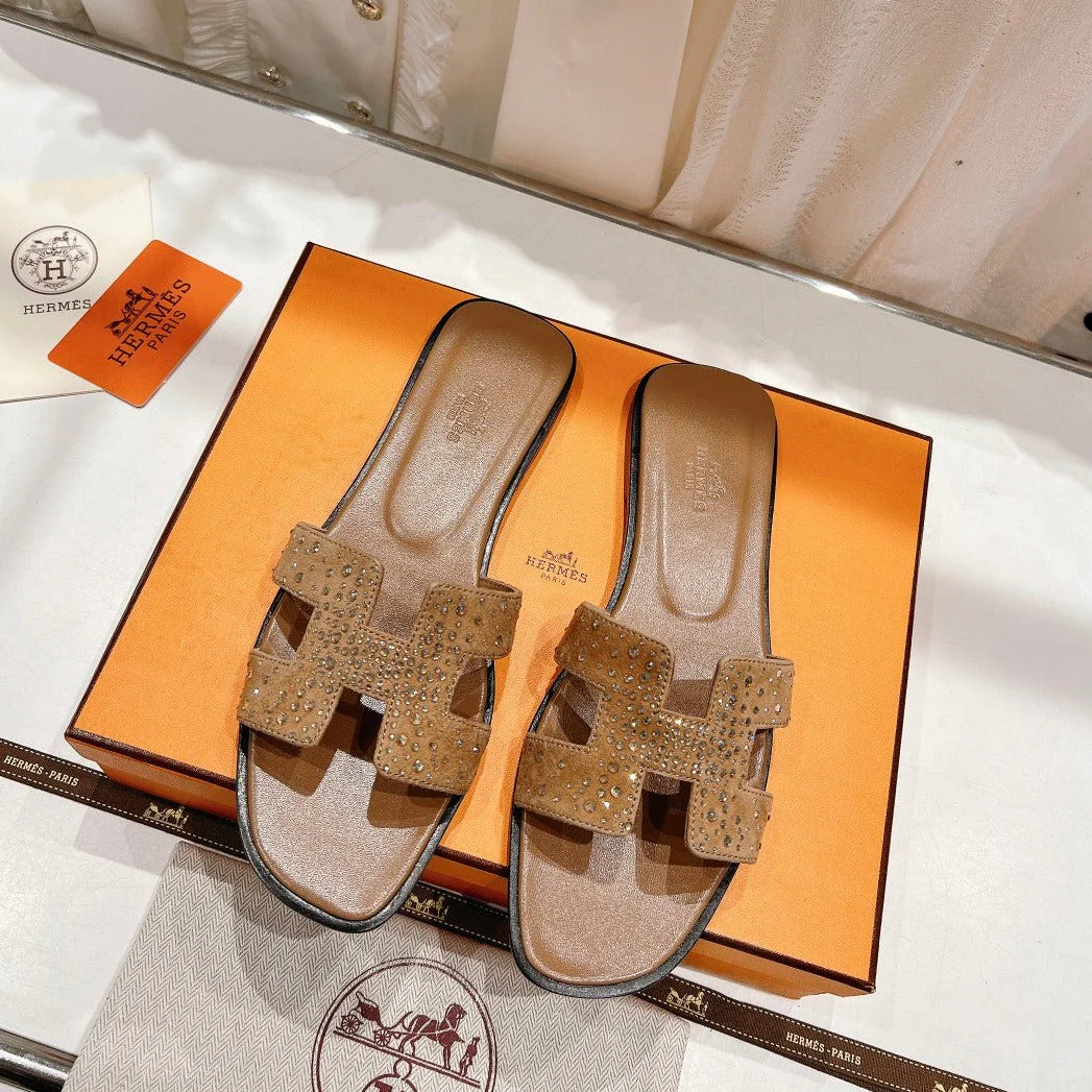 0RAN SANDAL CARAMEL LAMBSKIN ATTACH CRYSTALS