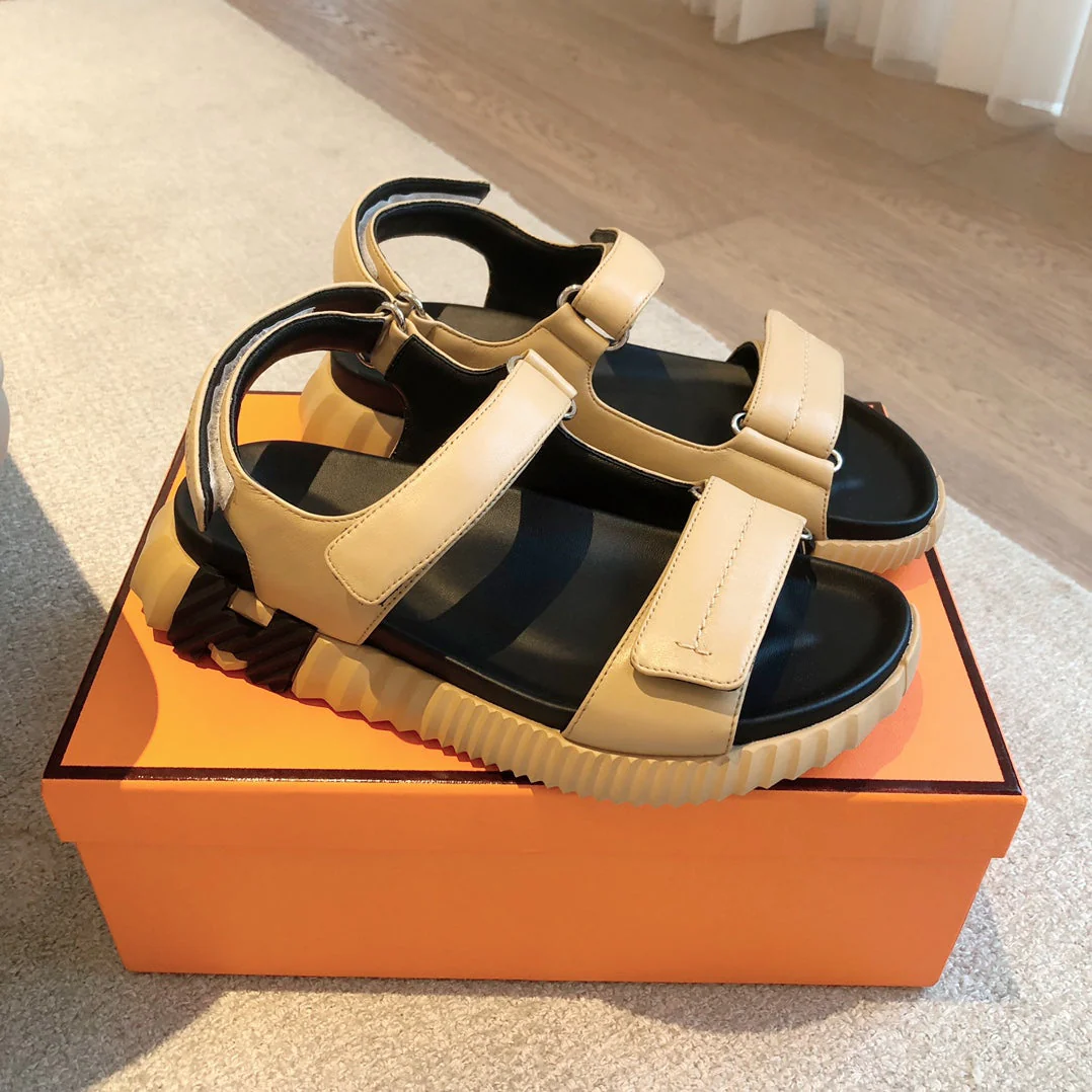DAD SANDALS IN TUSCAN BEIGE CALFSKIN AND RUBBER