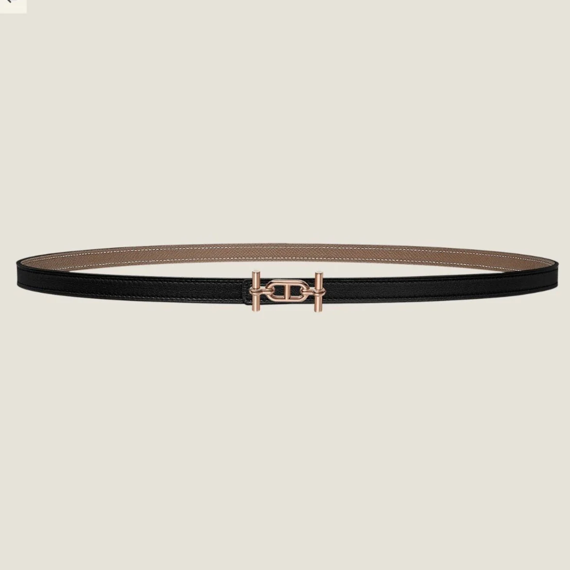 HM ANCRE BUCKLE & REVERSIBLE BLACK AND KHAKI BROWN LEATHER STRAP 13MM COPPER HARDWARE
