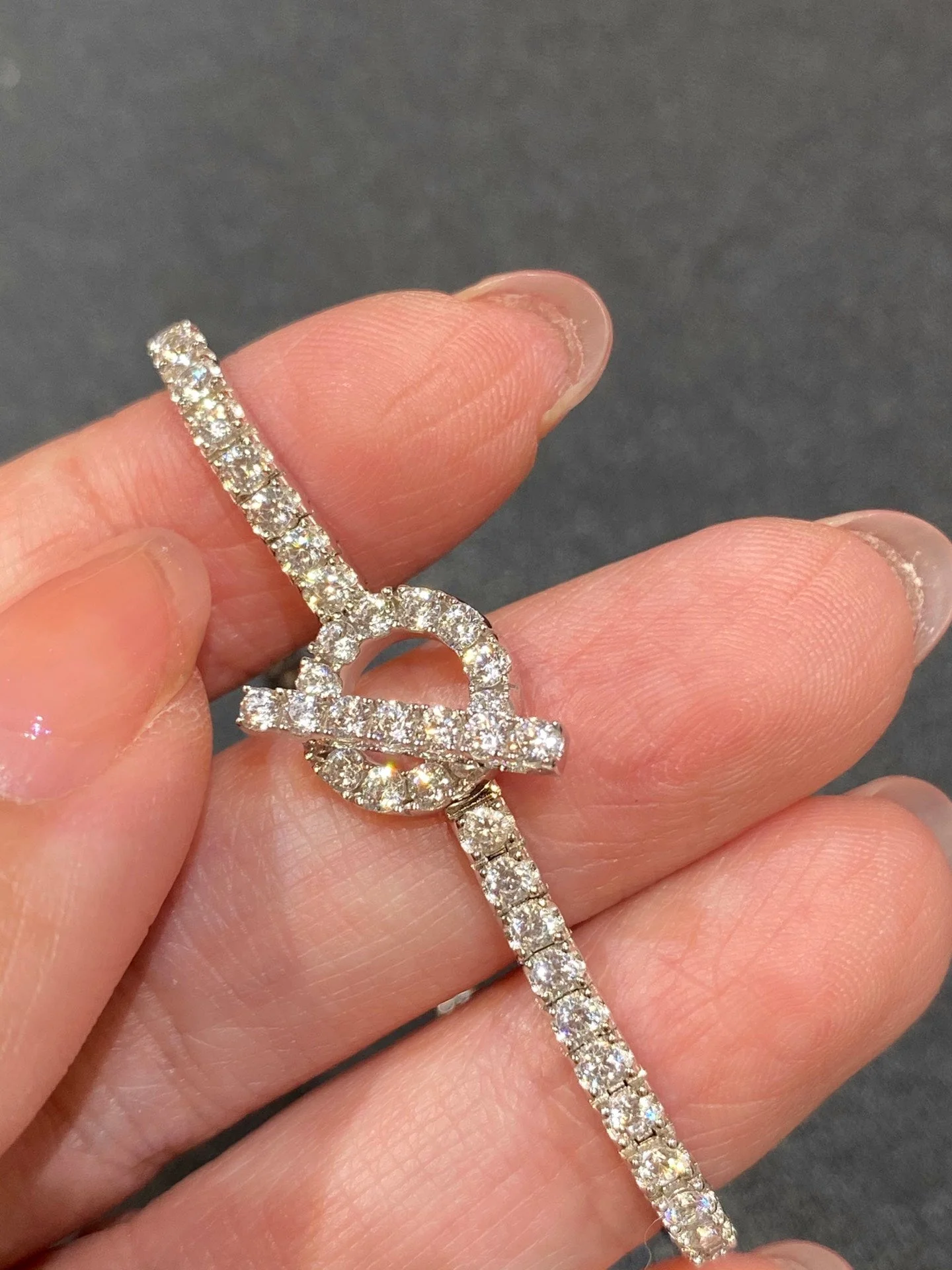 HM SILVER CHAINE D'ANCRE CLOSURE DIAMOND FINESSE BRACELET
