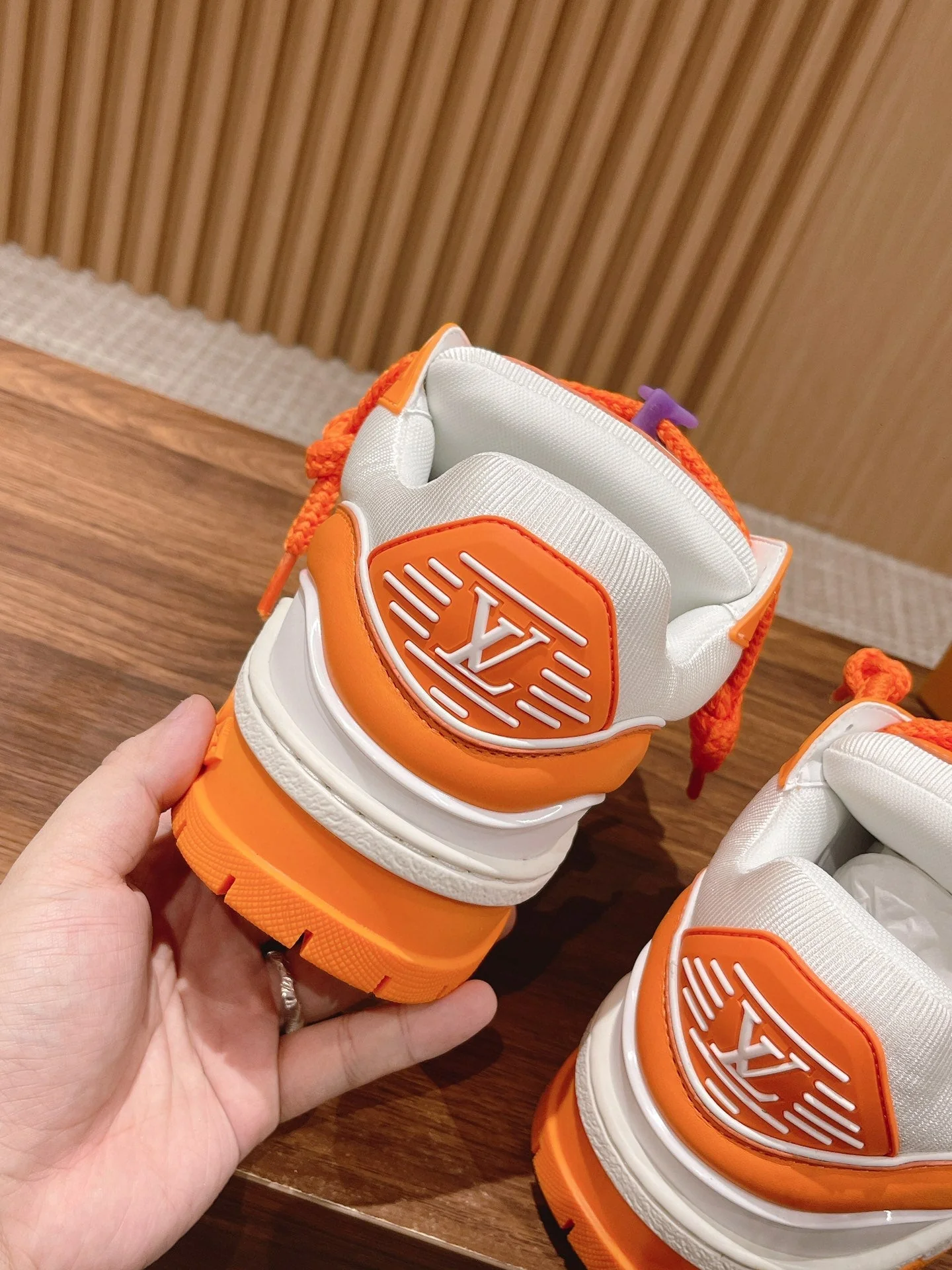 LV Trainer Maxi Sneaker White Mix Orange Calfskin
