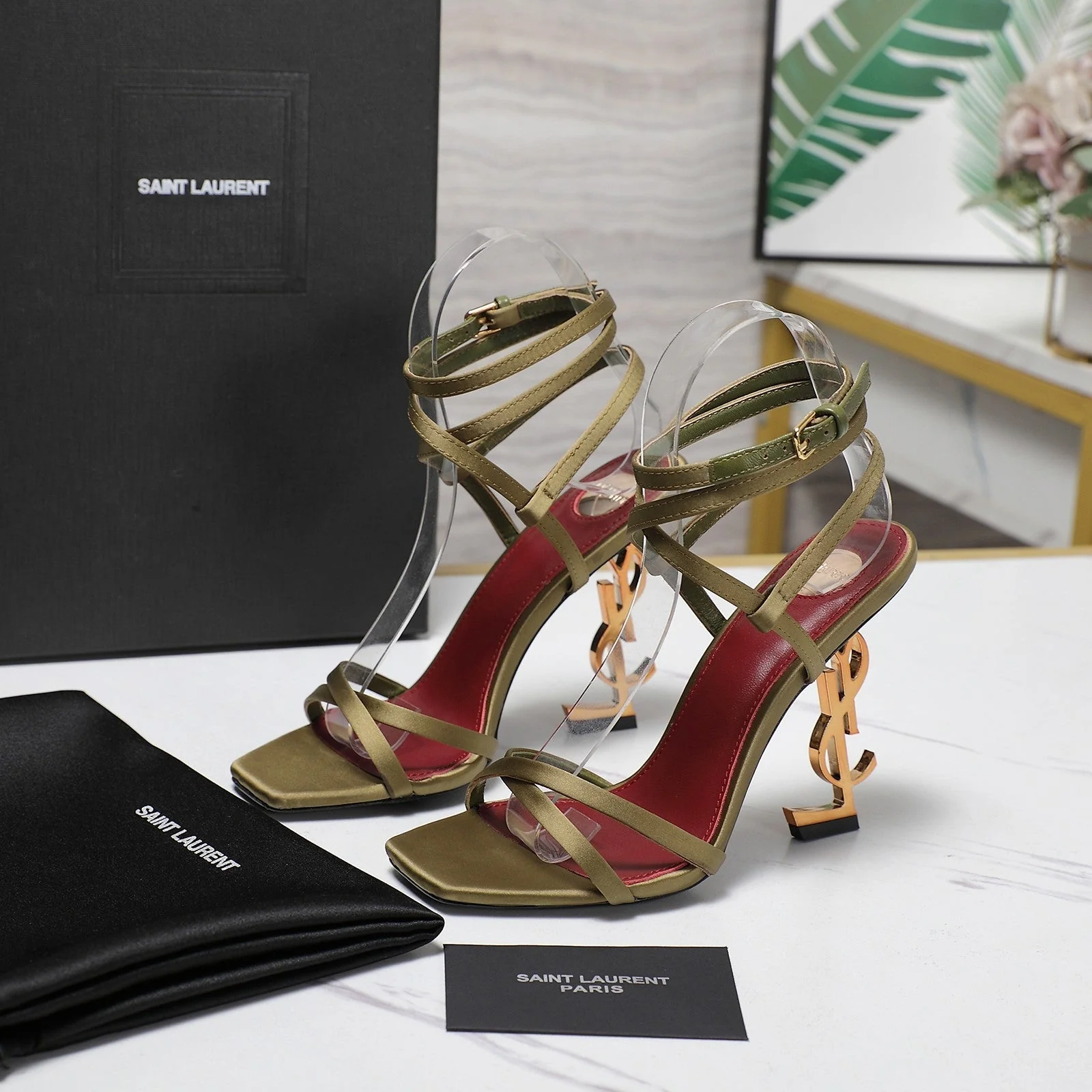 OPYUM SANDALS IN CUBA GOLD SATIN CREPE