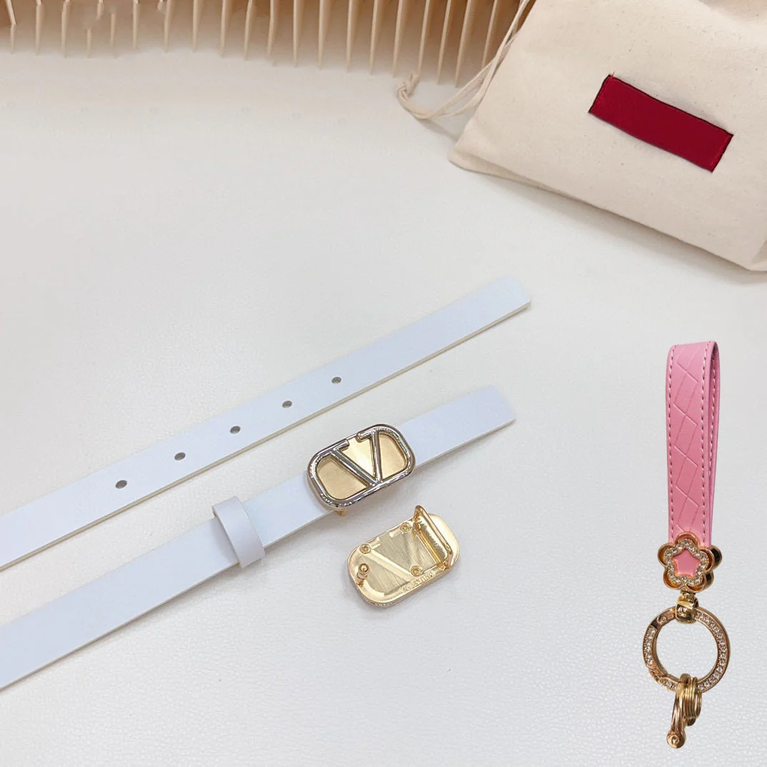 Silver Vlogo and Gold Hardware Buckle White Calfskin 20mm