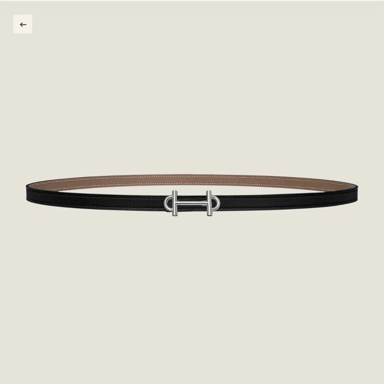 HM GAMMA BUCKLE & REVERSIBLE KHAKI BROWN AND BLACK LEATHER STRAP 13MM SILVER HARDWARE