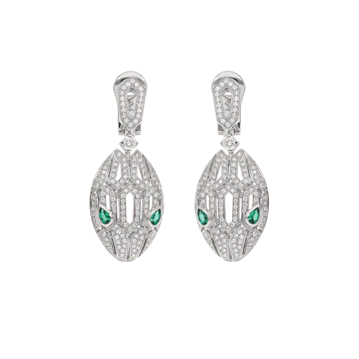 SERPENTI MALACHITE DIAMOND EARRINGS SILVER
