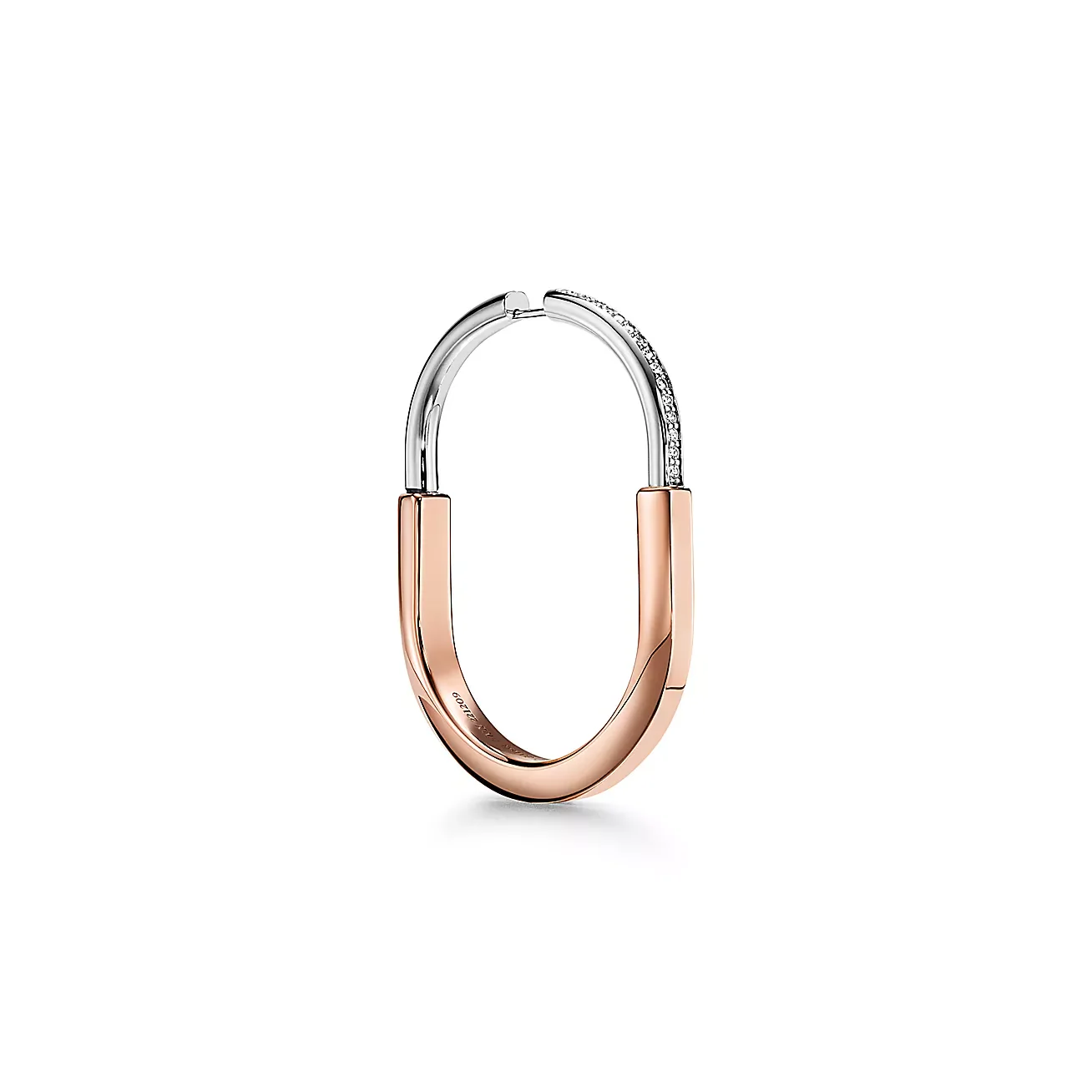 LOCK EARRINGS ROSE AND WHITE GOLD DIAMONDS EXTRA LARGE