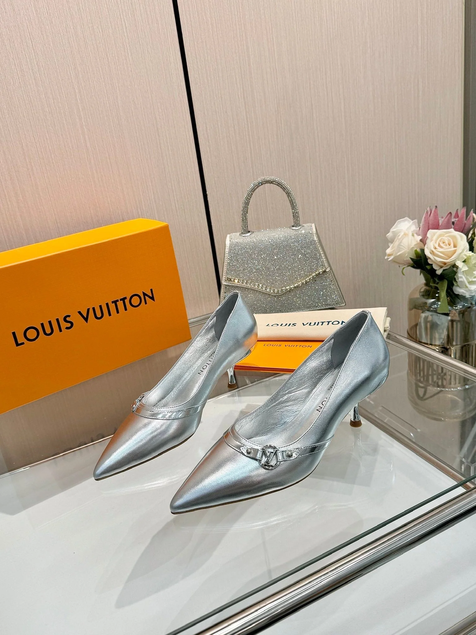 6AM HIGH HEELS 55 MM IN SILVER LAMBSKIN
