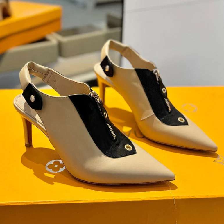 ALLURE HIGH 8 CM SLINGBACK IN SAND BROWN CALFSKIN
