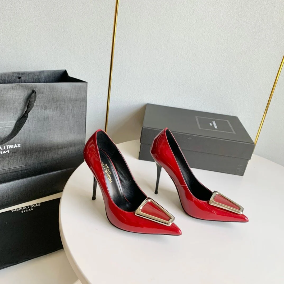 SL TRIANGLE BASIC HIGH HEELS RED CALFSKIN