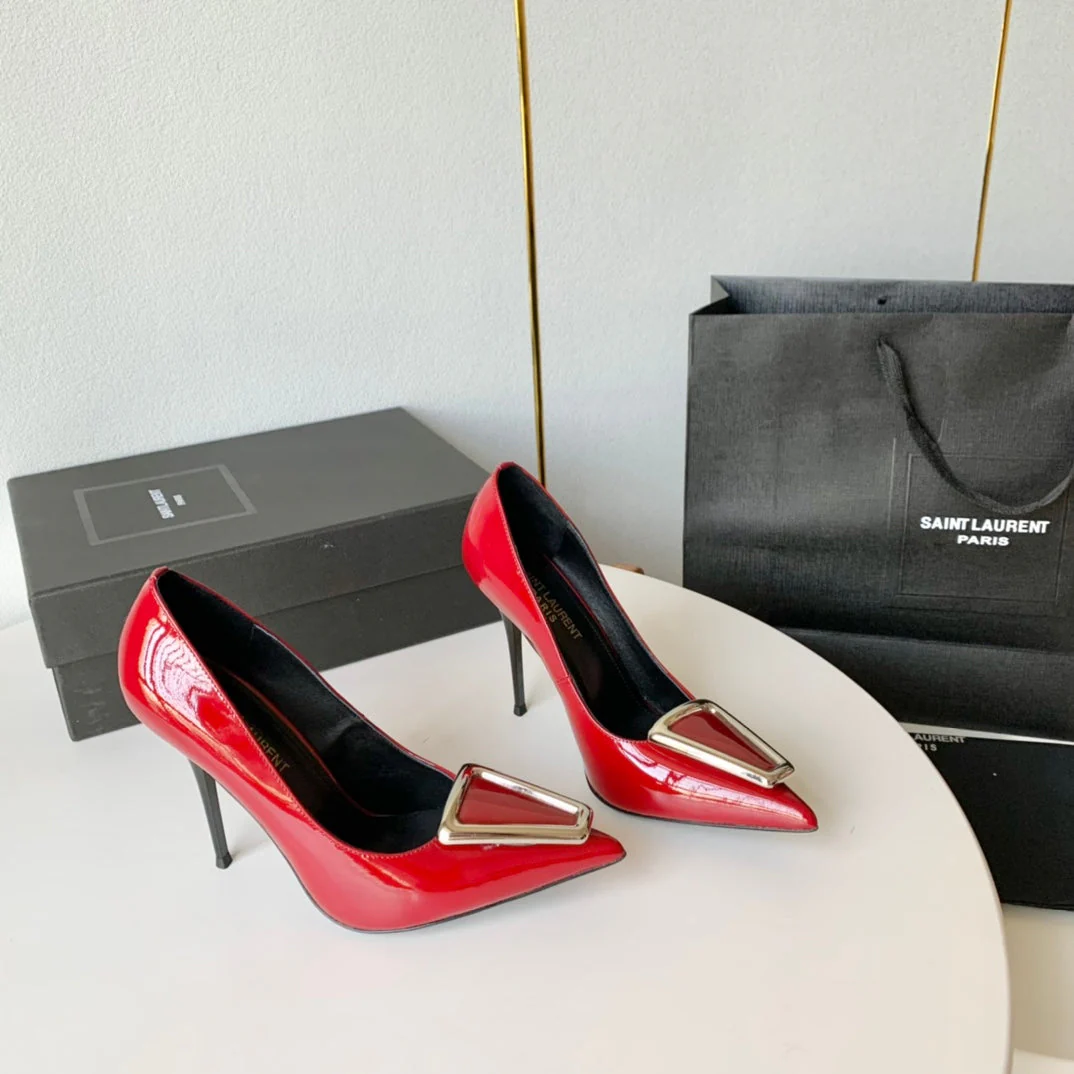 SL TRIANGLE BASIC HIGH HEELS RED CALFSKIN