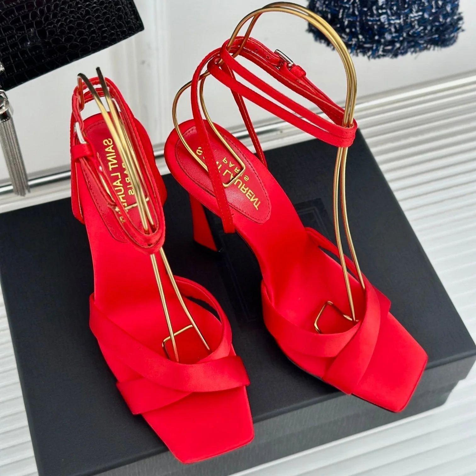 SL CORINNE SANDALS ROSE SATIN CREPE