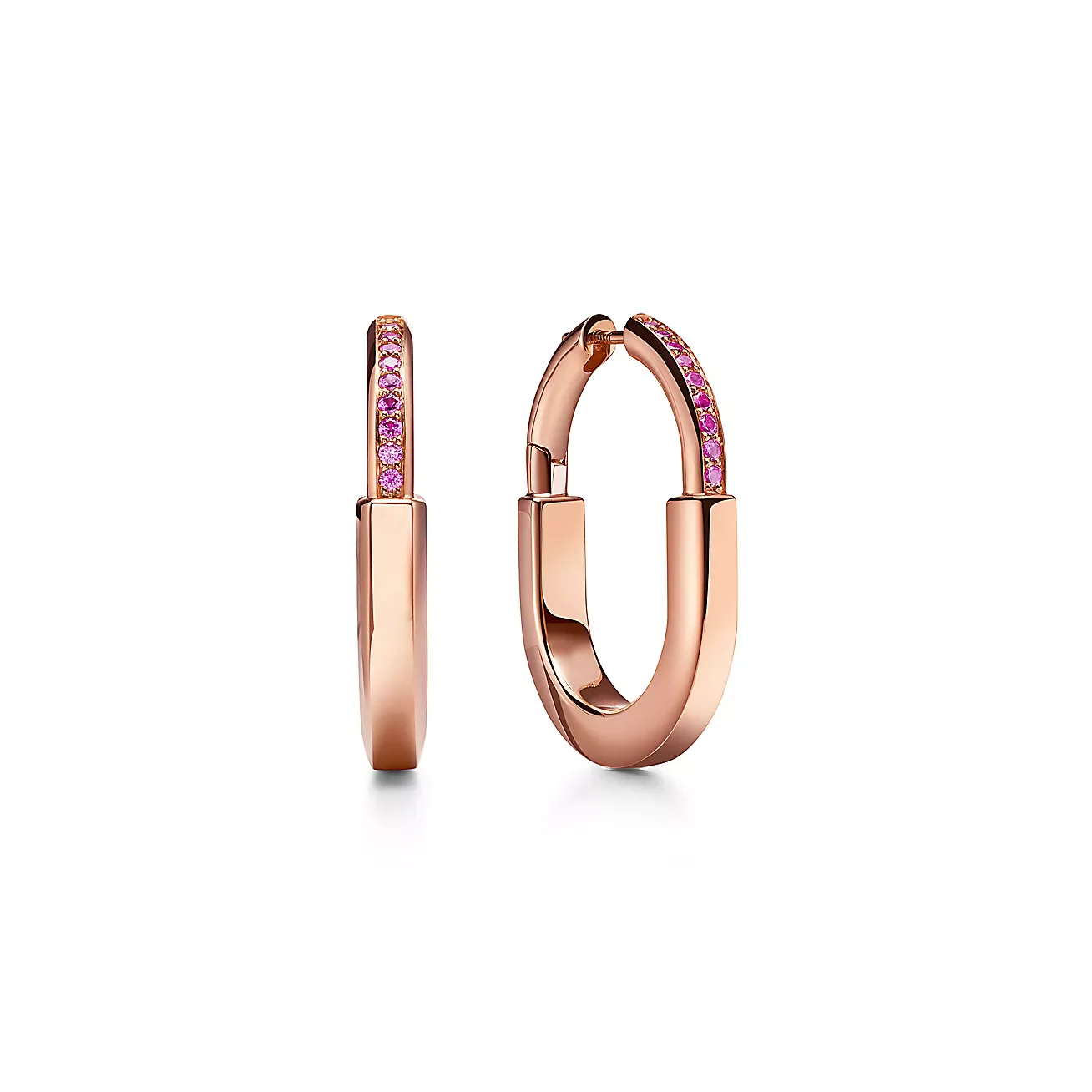 LOCK MEDIUM PINK DIAMOND PINK GOLD EARRINGS