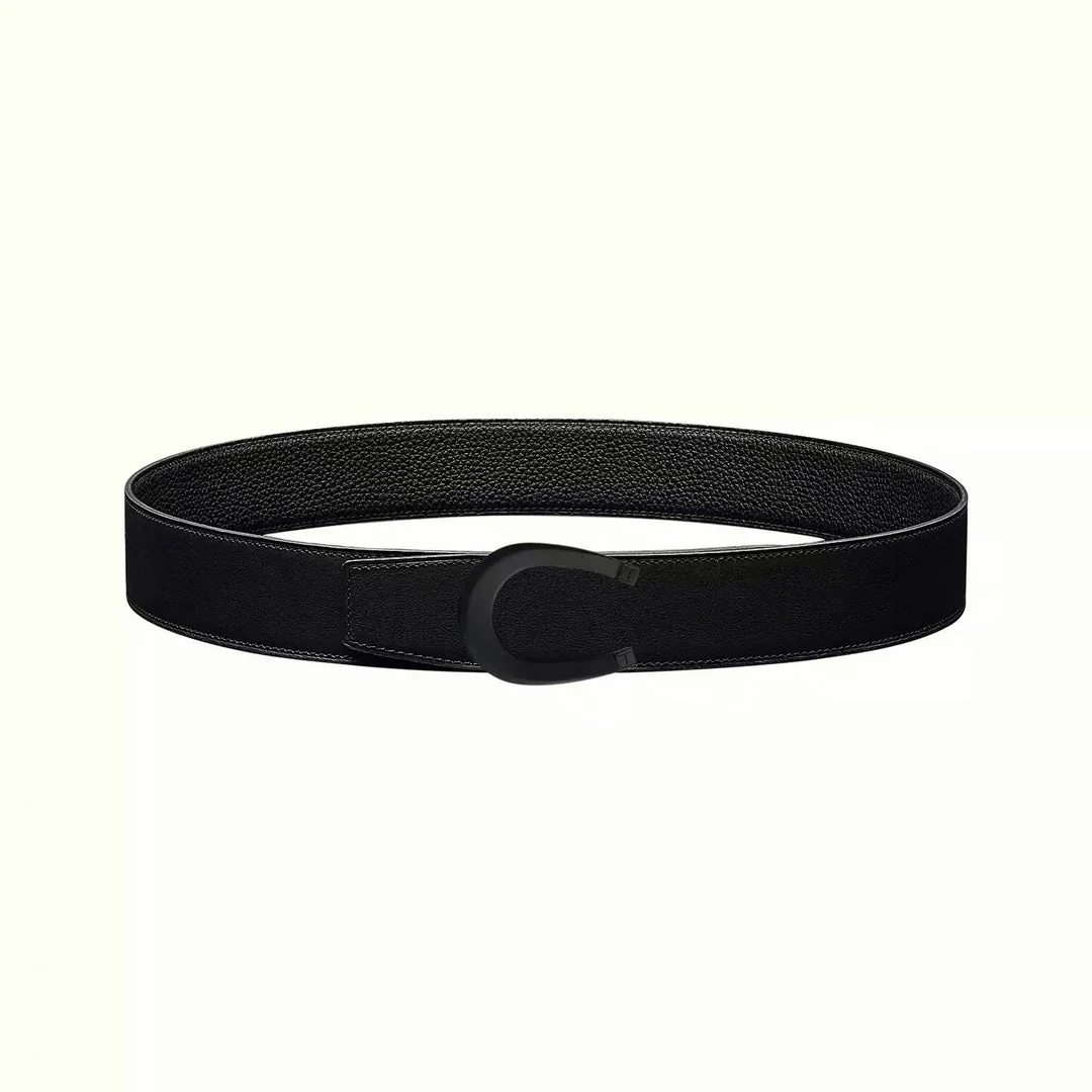 LUCK BELT BUCKLE & REVERSIBLE BLACK LEATHER STRAP 38MM BLACK HARDWARE