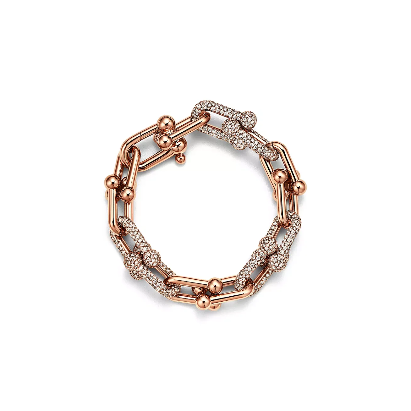 HARDWEAR LARGE LINK PINK GOLD PAVED DIAMOND BRACELET