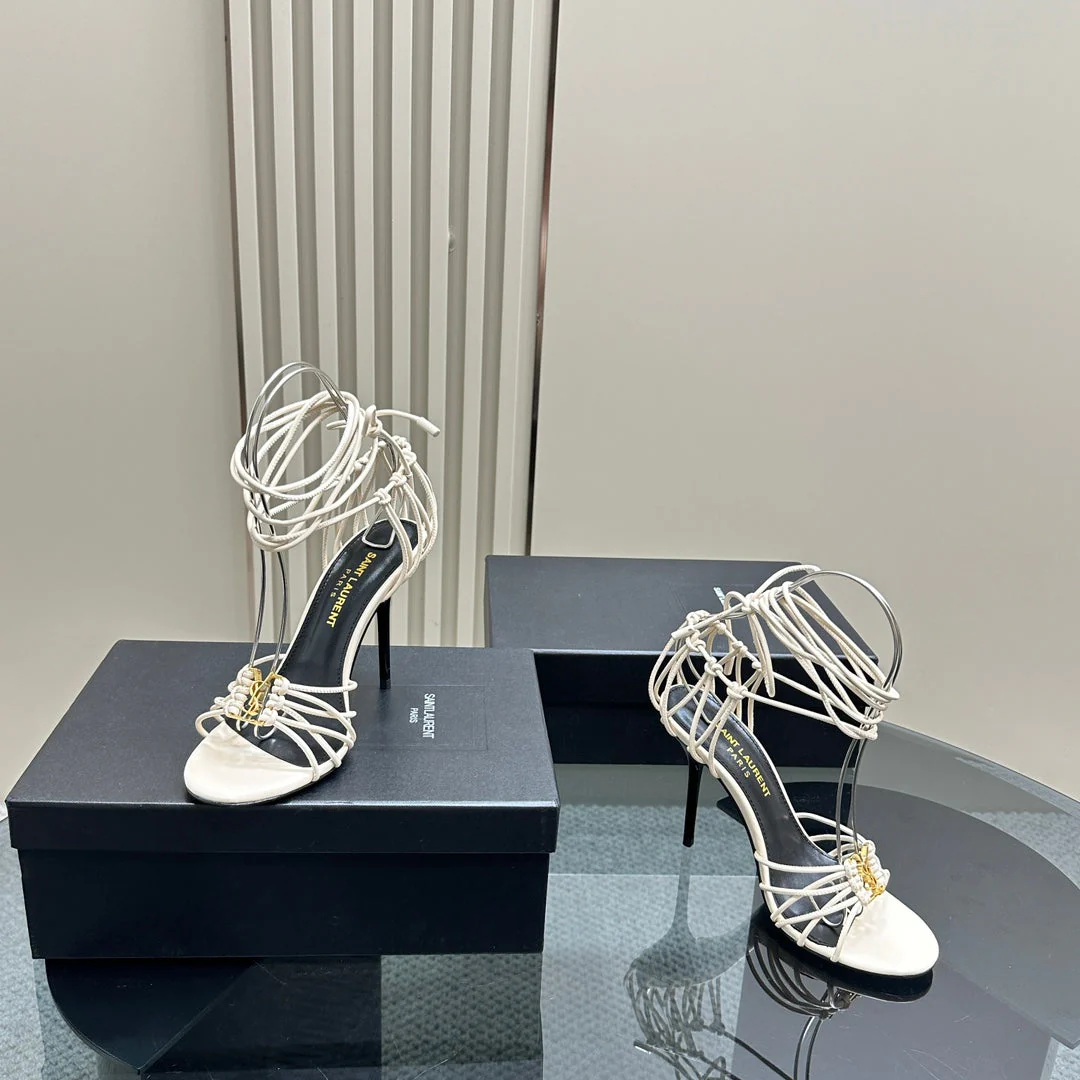 SL BABYLONE SANDALS 105 WHITE LAMBSKIN