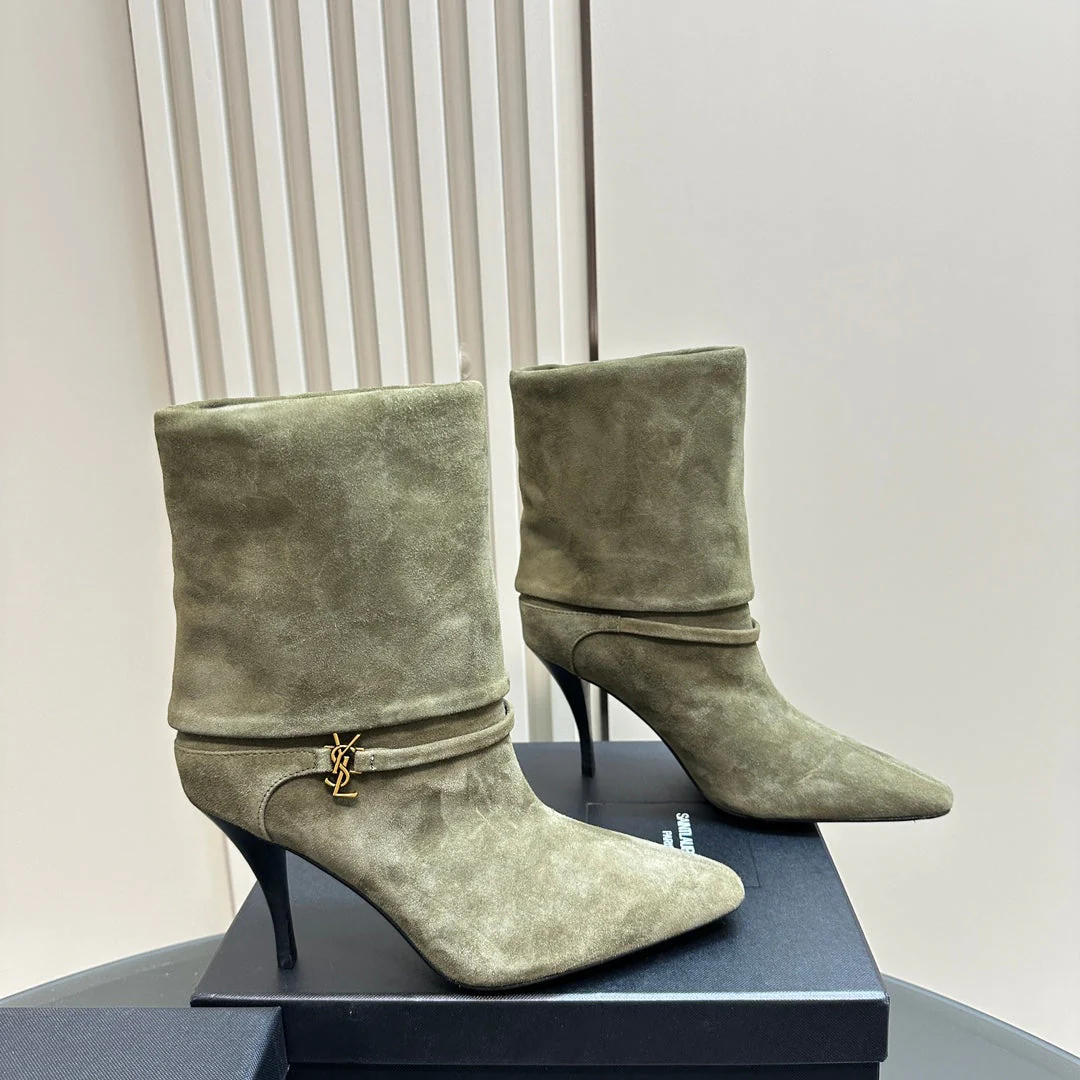 NIKI BOOTIES IN BASIL GREEN SUEDE