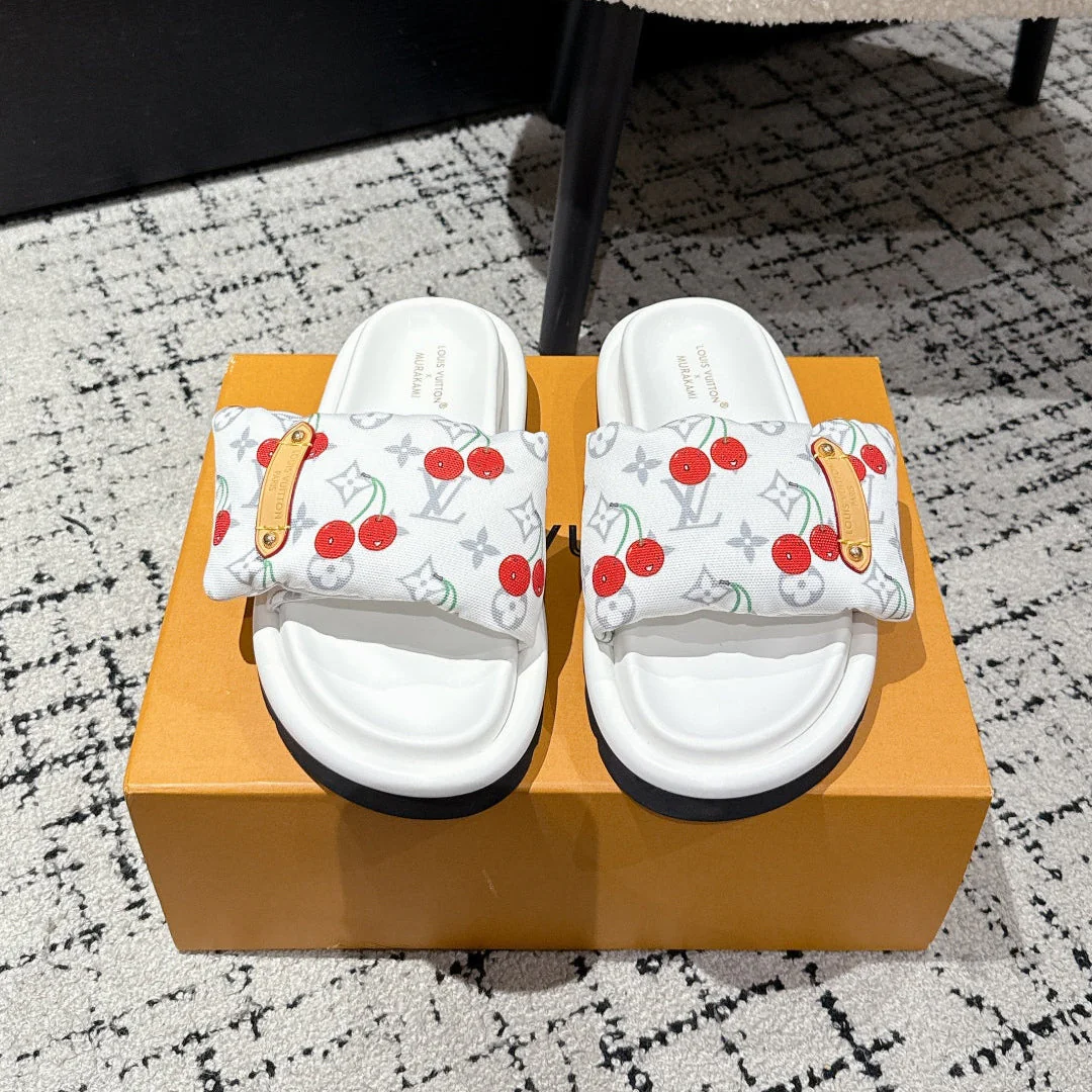 LV MIAMI-STYLE SANDALS 25S IN WHITE FABRIC AND CALFSKIN