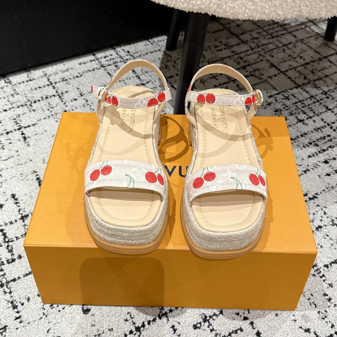 LV PLATFORM ESPADRILLE SANDALS 25S IN NUDE DENIM