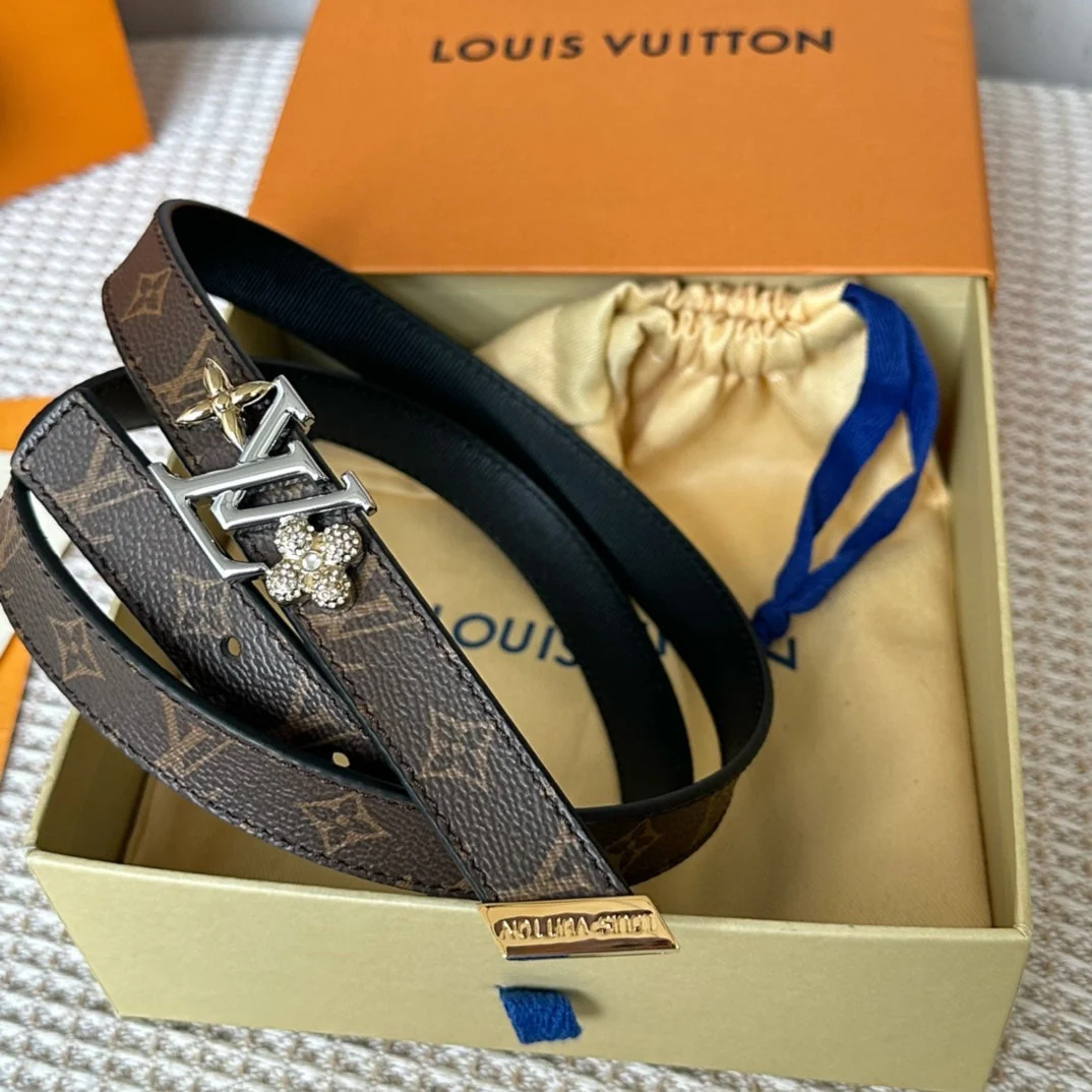 LV GRAM 20 MM REVERSIBLE BELT BROWN MONOGRAM CALFSKIN SILVER HARDWARE