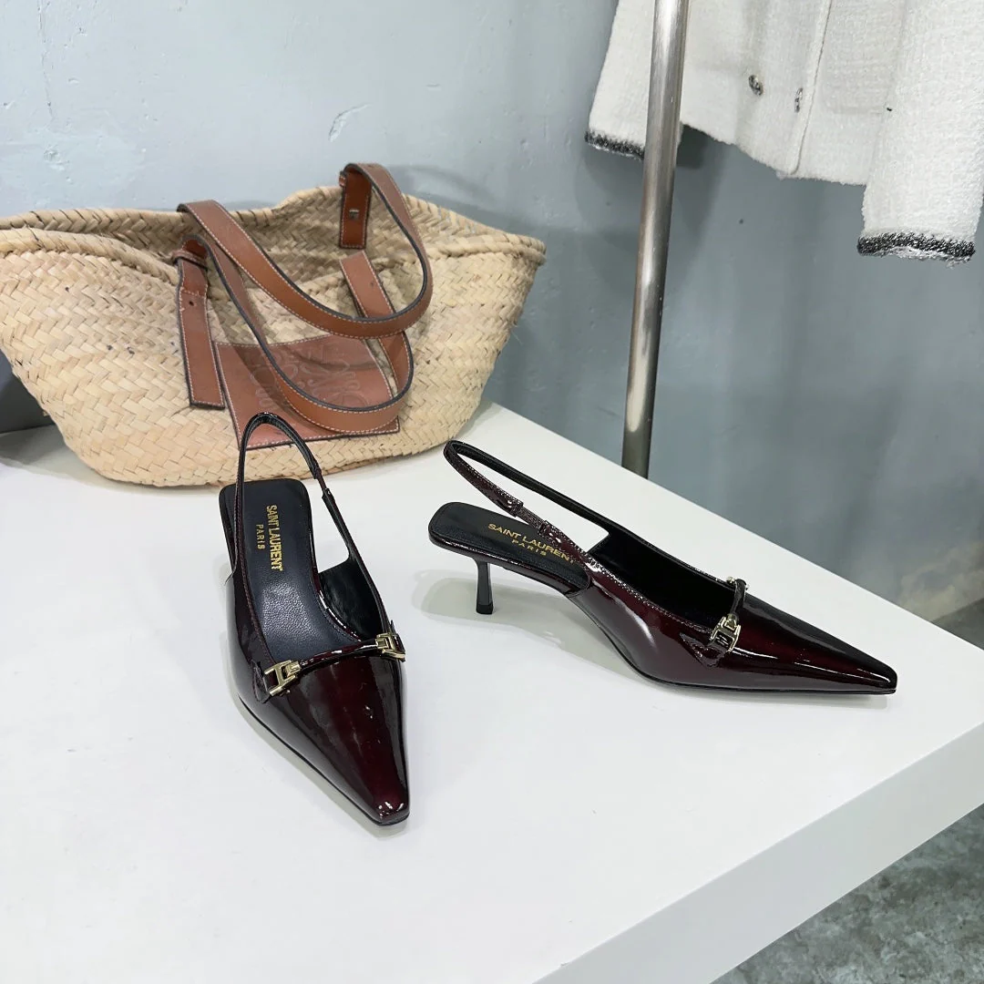 SL CARINE SLINGBACKS PUMP 60 WINE CALFSKIN
