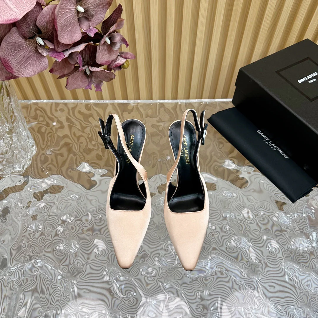 SL DUNE SLINGBACK PUMPS BISQUE SATIN
