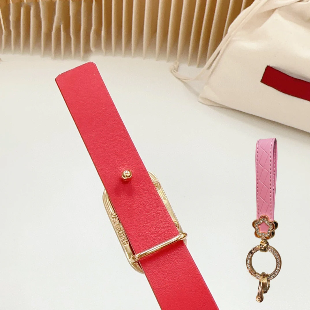 Gold Vlogo and Silver Hardware Buckle Red Calfskin 20mm