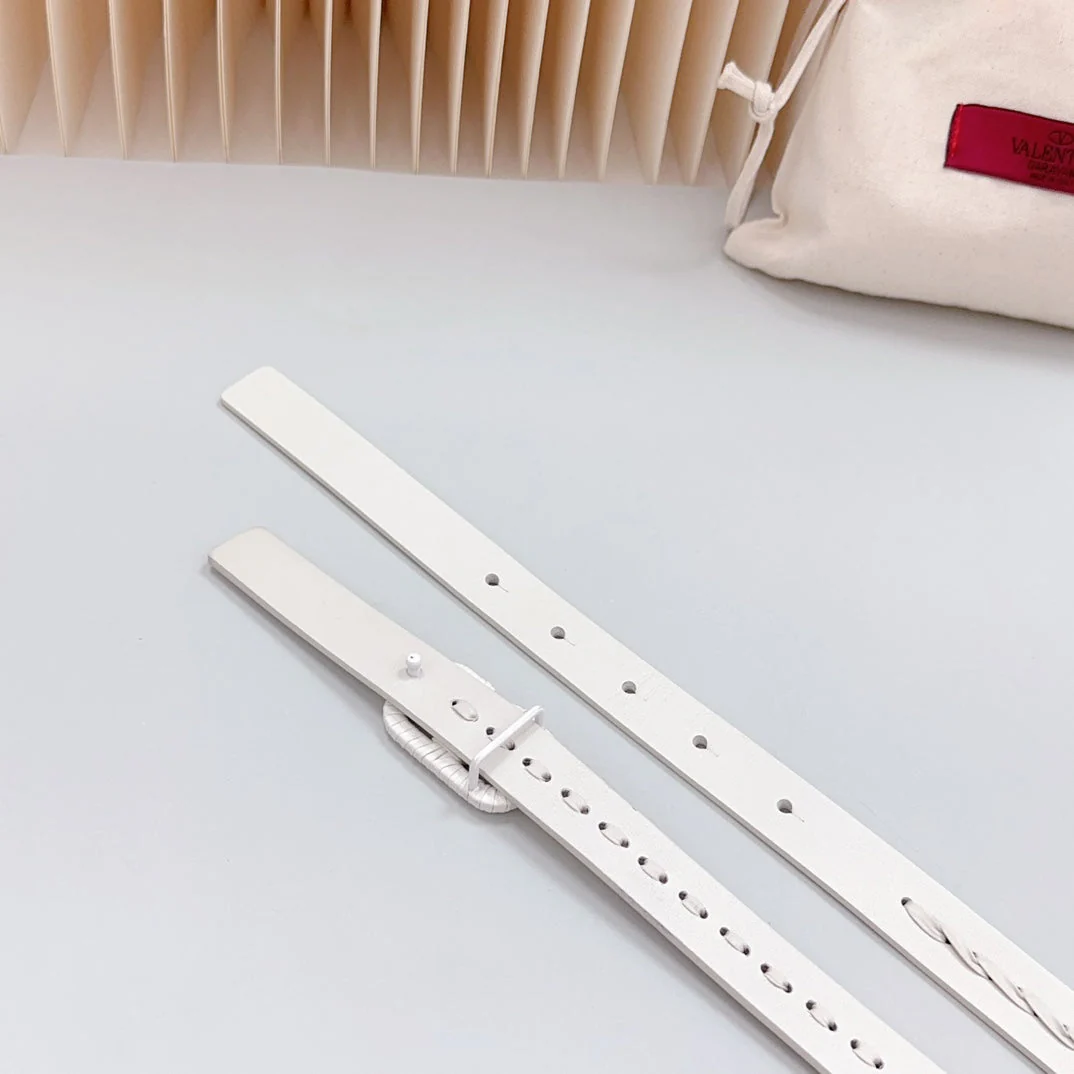 Vlogo White Leather Buckle 20mm White Belt