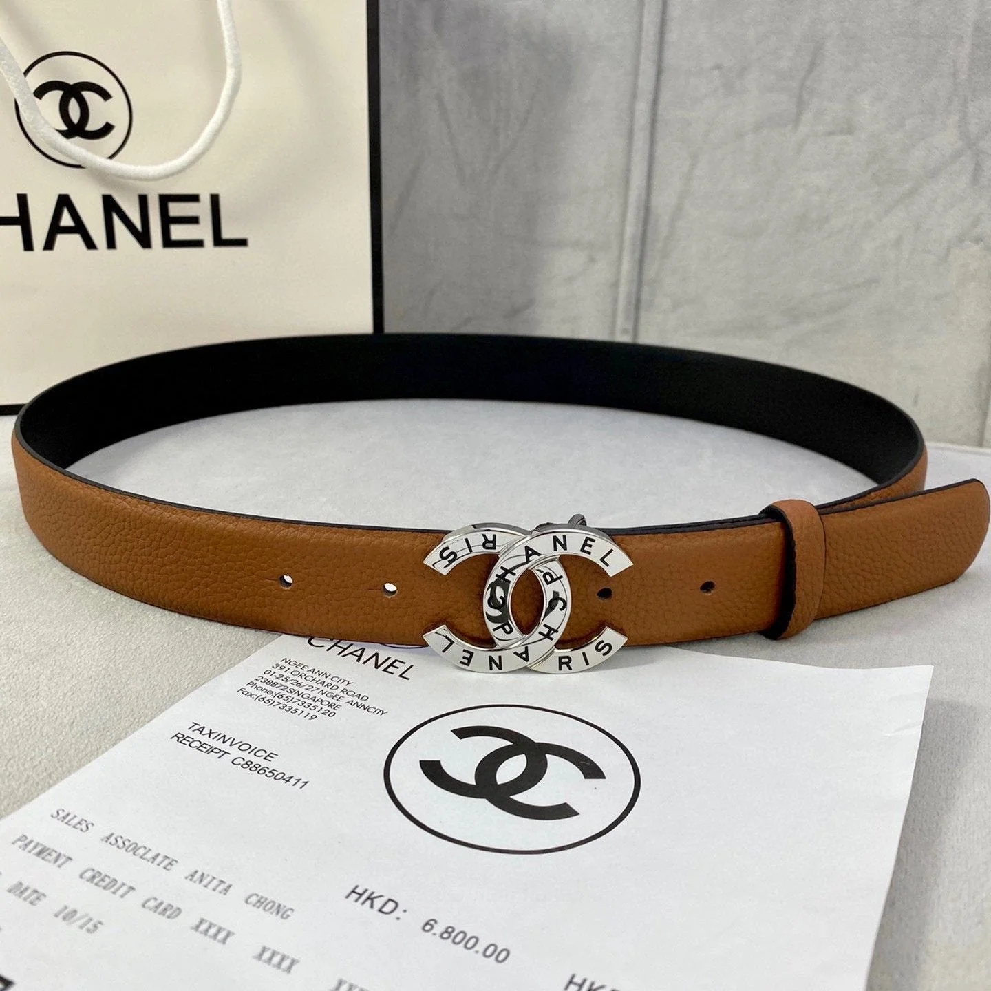 CC 30MM BELT IN BRONZE BROWN SMOOTH CALFSKIN WITH SILVER HARDWARE