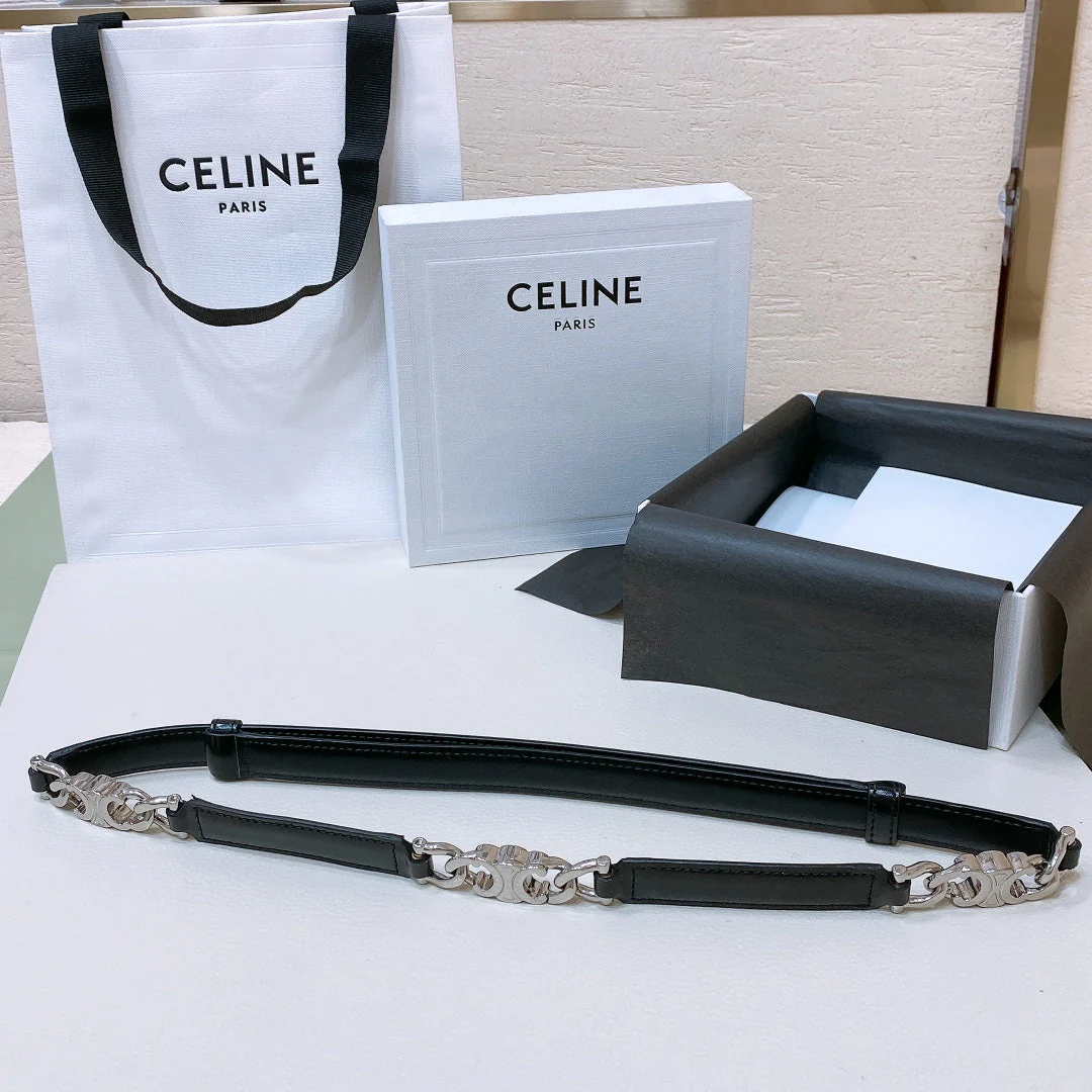 SMALL 18 MM GOURMETTE TRIOMPHE ADJUSTABLE BELT IN BLACK LEATHER SILVER HARDWARE