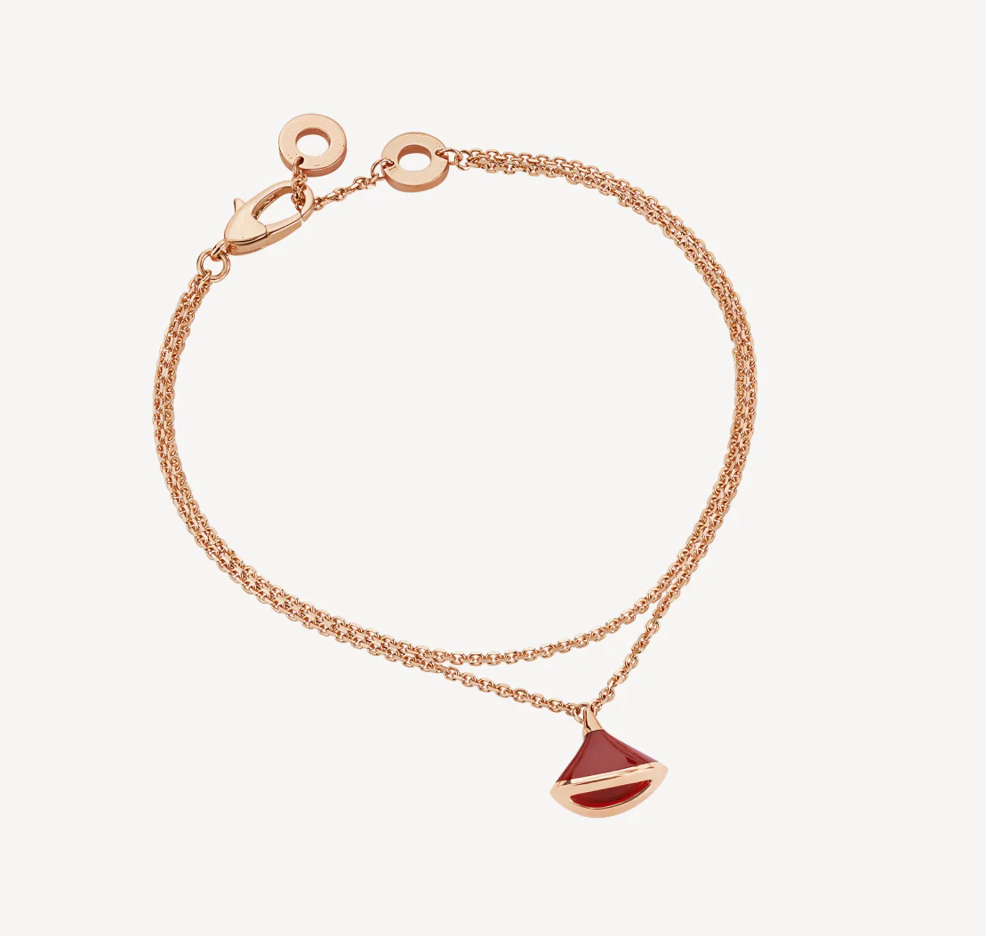 DREAM 1 MOTIF MOP PINK GOLD DOUBLE CHAIN BRACELET