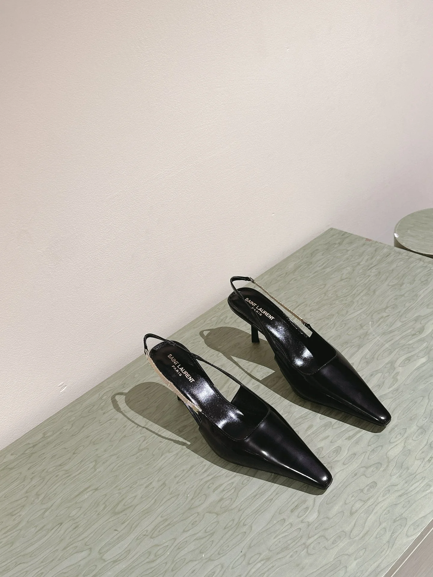 BLAKE SLINGBACK PUMPS 80 IN BLACK LEATHER