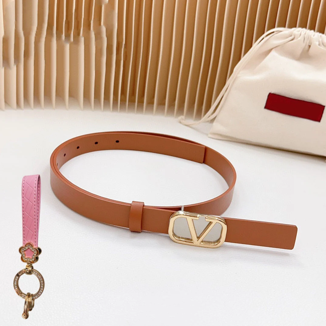 Gold Vlogo and Silver Hardware Buckle Tan Calfskin 20mm