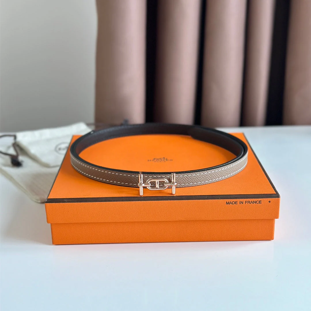 HM ANCRE BUCKLE & REVERSIBLE BLACK AND KHAKI BROWN LEATHER STRAP 13MM COPPER HARDWARE