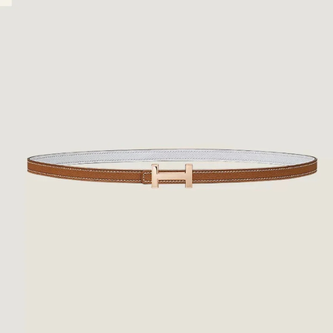 HM FOCUS BUCKLE & REVERSIBLE BRONZE BROWN AND WHITE LEATHER STRAP 13MM COPPER HARDWARE