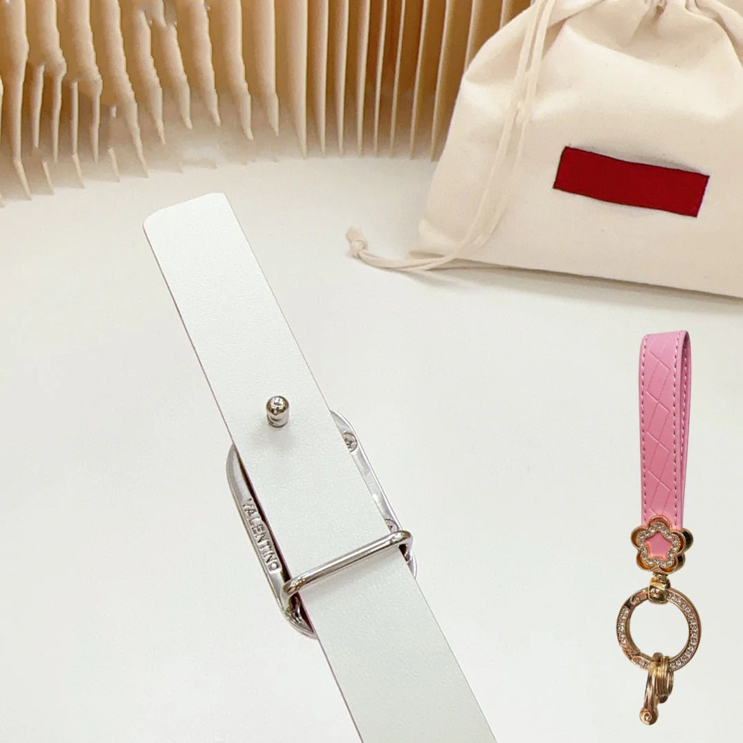 Gold Vlogo and Silver Hardware Buckle Tan White Calfskin 20mm