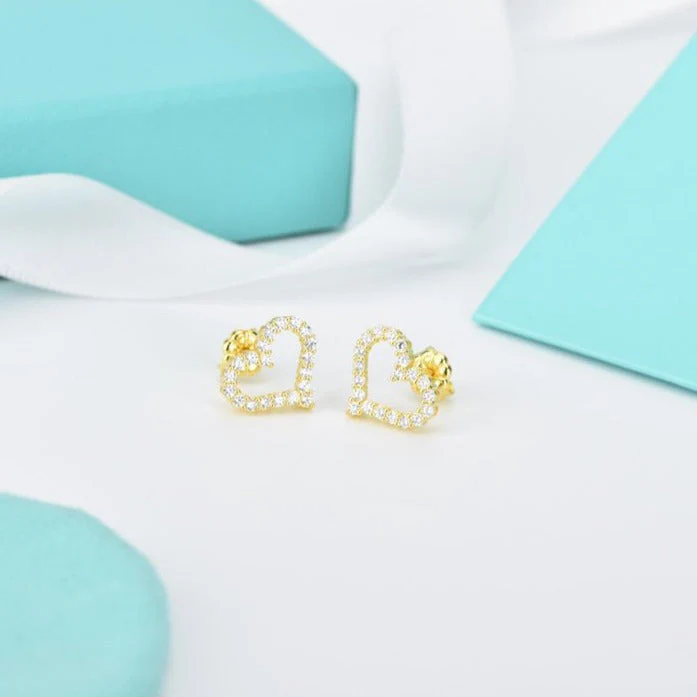 OPEN HEART STUD DIAMOND EARRINGS