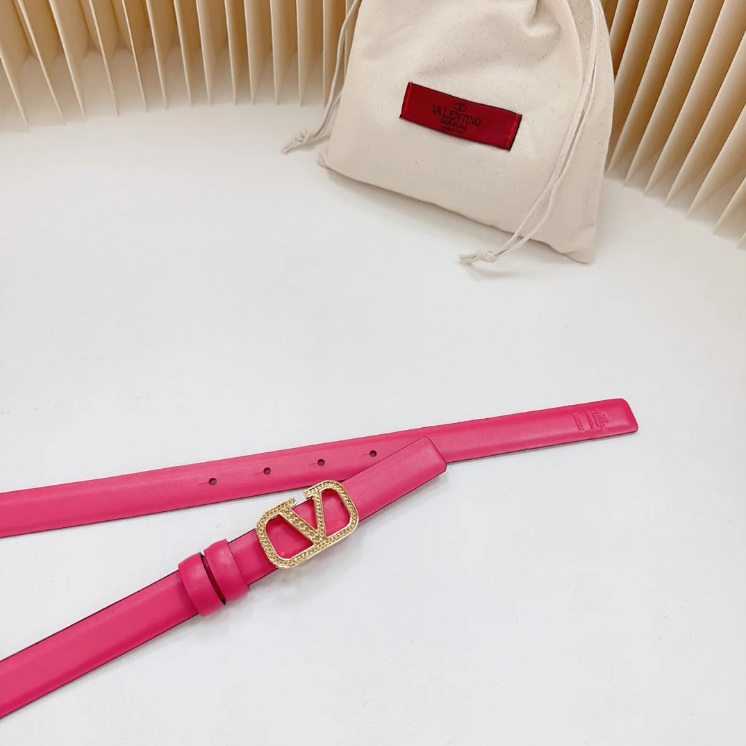 Vlogo Buckle Water Wave Gold Copper Glossy Pink Leather 20mm Belt