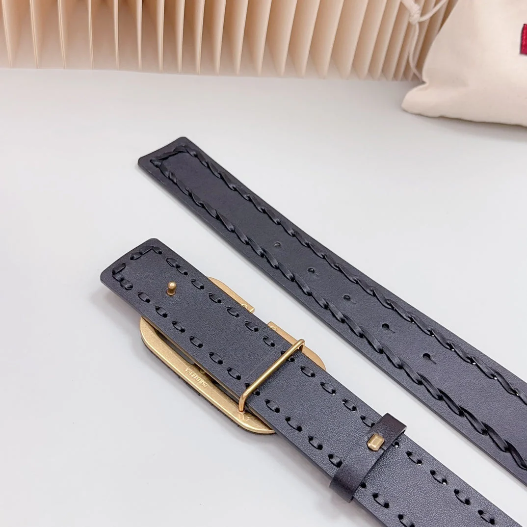 Vlogo Black Leather Buckle 40mm Black