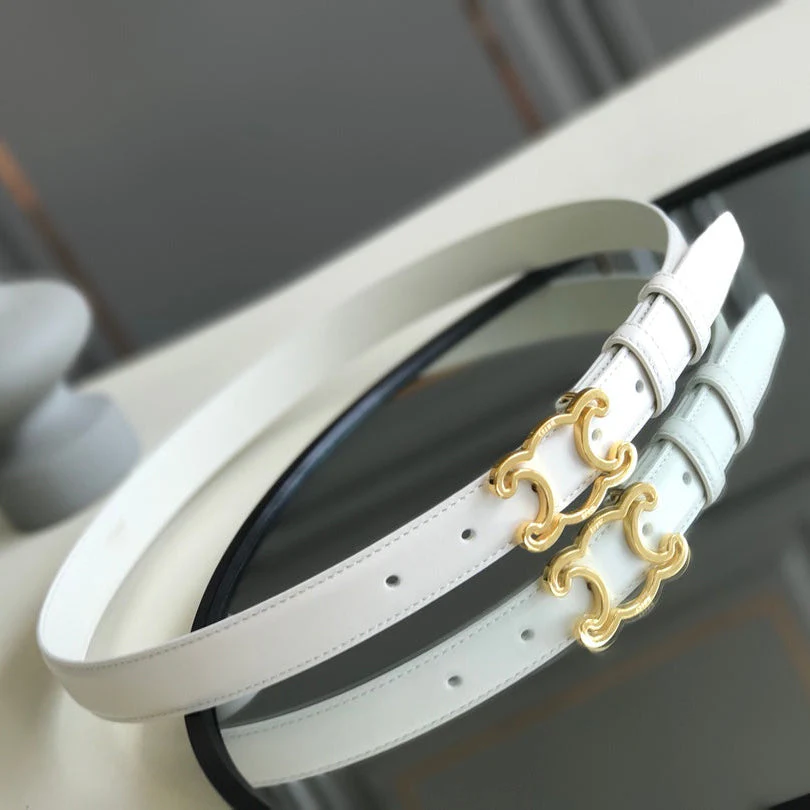 CELINE 25S BELT TRIOMPHE 25MM IN WHITE CALFSKIN 559674