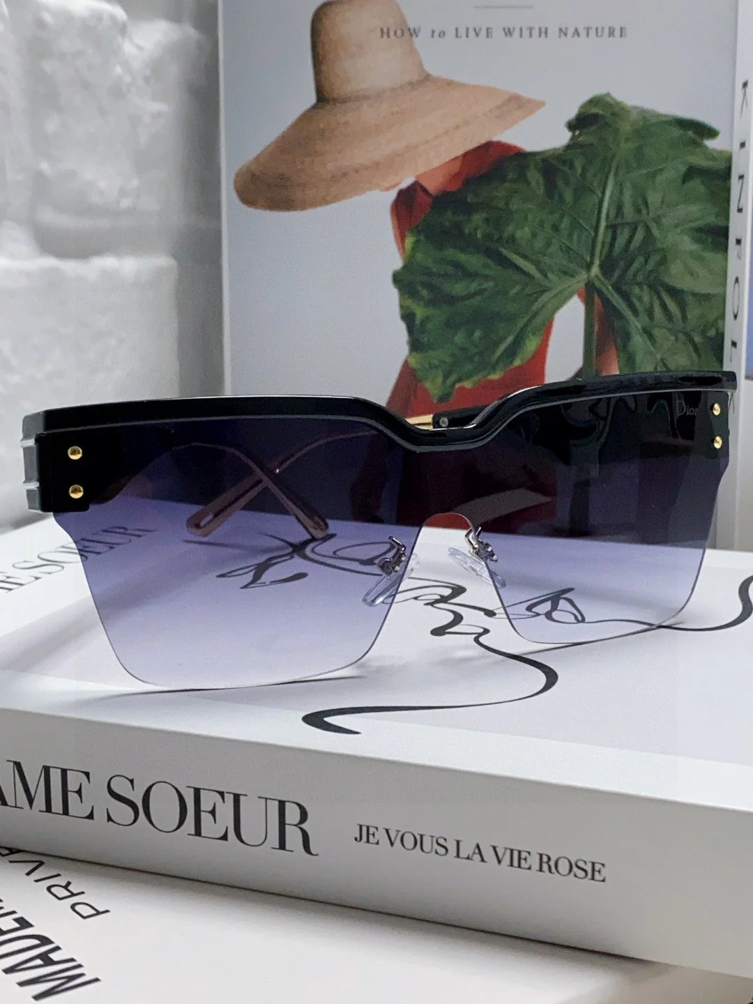 OBLIQUE SUNGLASS 571601 IN BLACK METAL