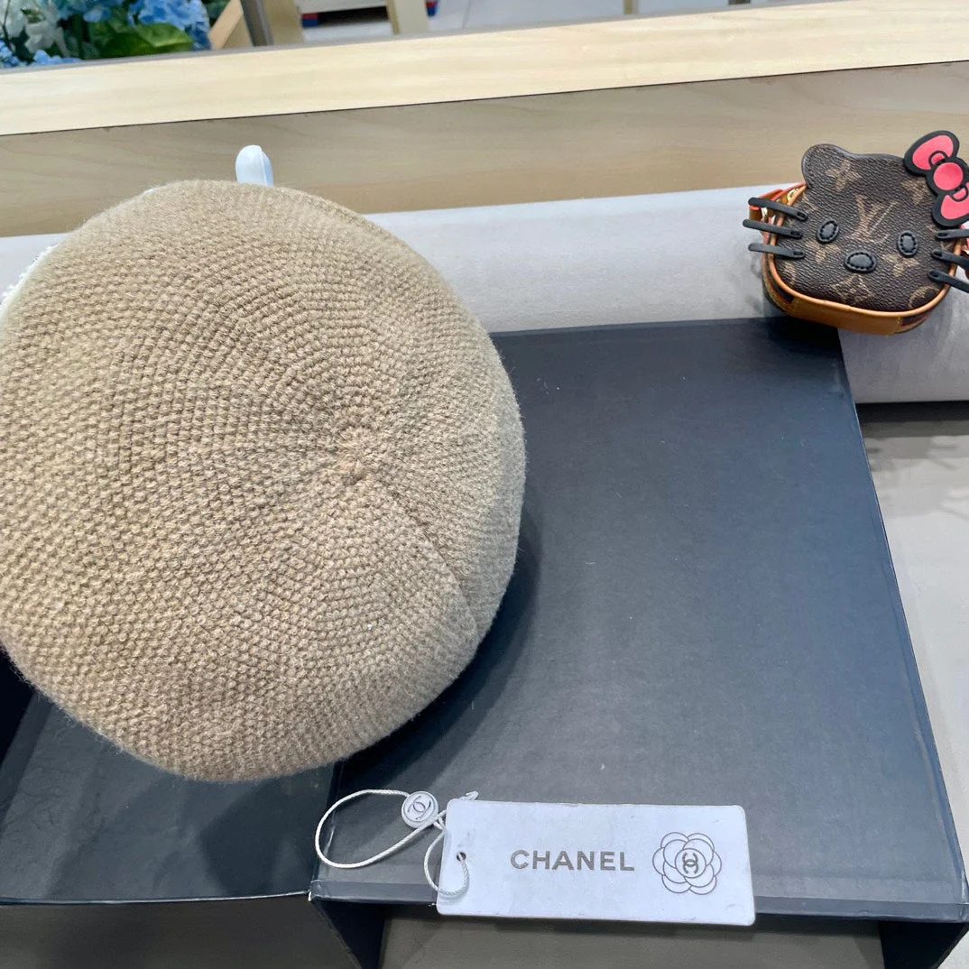 BERET HAT IN ECRU TAN COTTON AND LINEN 417834