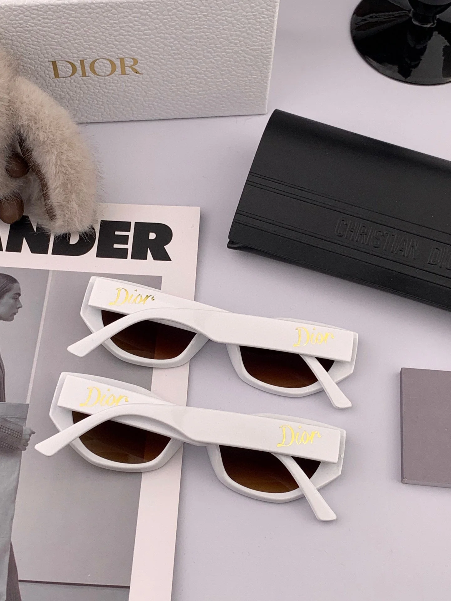 MONTAIGNE SUNGLASS D8620 IN WHITE ACETATE BROWN LENSES